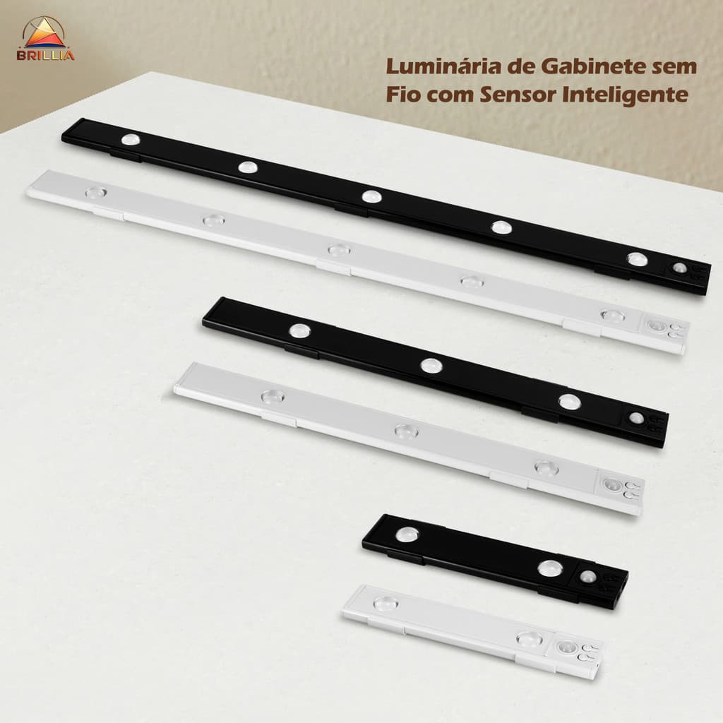 Luz LED Ultrafina Armário Multi-Funcionais sem fio usb recarregável De 3 Cores Sensor 20cm/40cm/60cm