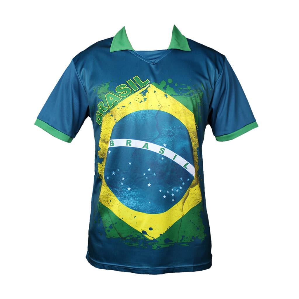 Camisa Polo Azul Brasil Copa do Mundo para Torcedores