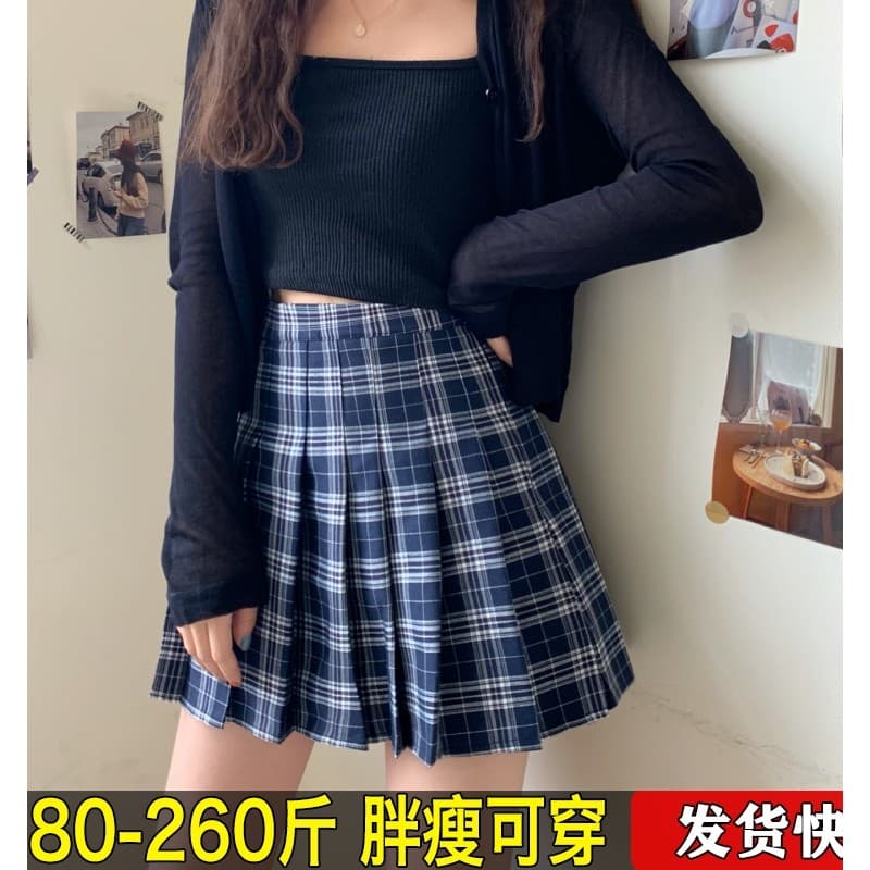 Estudante All-Match jk saia plissada saia curta feminina 2025 novo estilo tamanho grande Anti-reflexo cintura alta mais