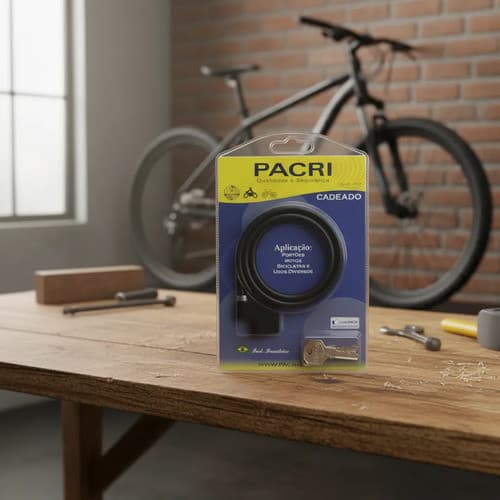 Cadeado Trava Furto Estepe Moto Bicicleta Portão Pacri 46y80 Preto