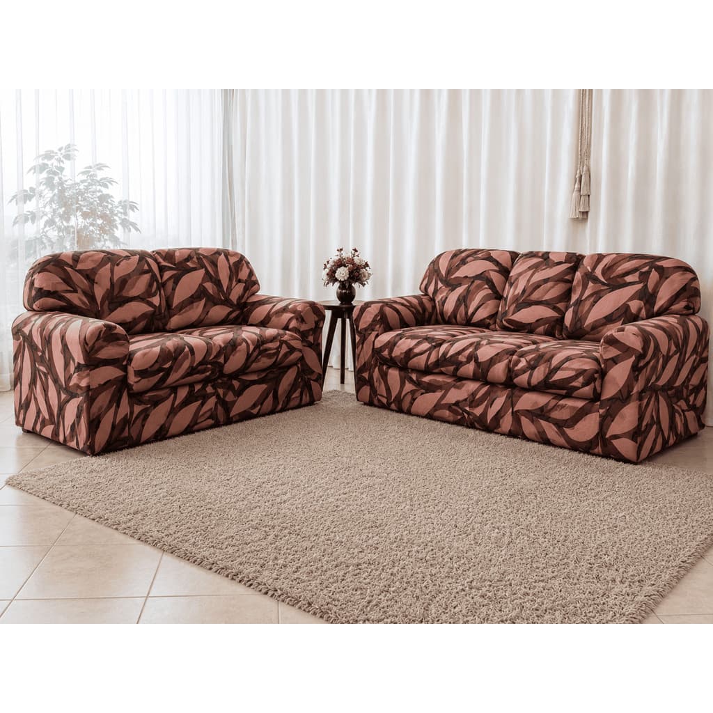 Kit Capa Forro de Sofá Estampada Coladinha Ligadinha 2 e 3 Lugares Ajustável Malha Gel