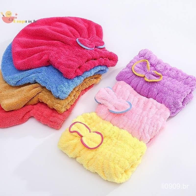 Microfibra De Secagem Rápida De Cabelo Banho Spa Bowknot Envoltório Toalha Chapéu Boné Para Acessórios Do Banheir