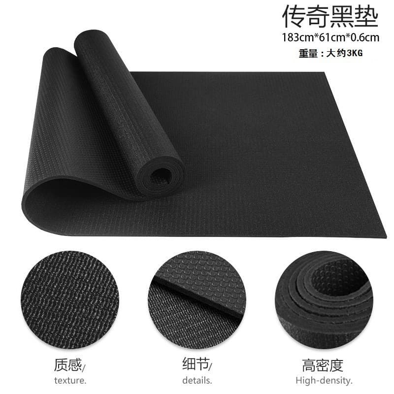 Tapete de Yoga preto tapete de Fitness doméstico de alta densidade pvc antiderrapante resistente ao desgaste feminino ca