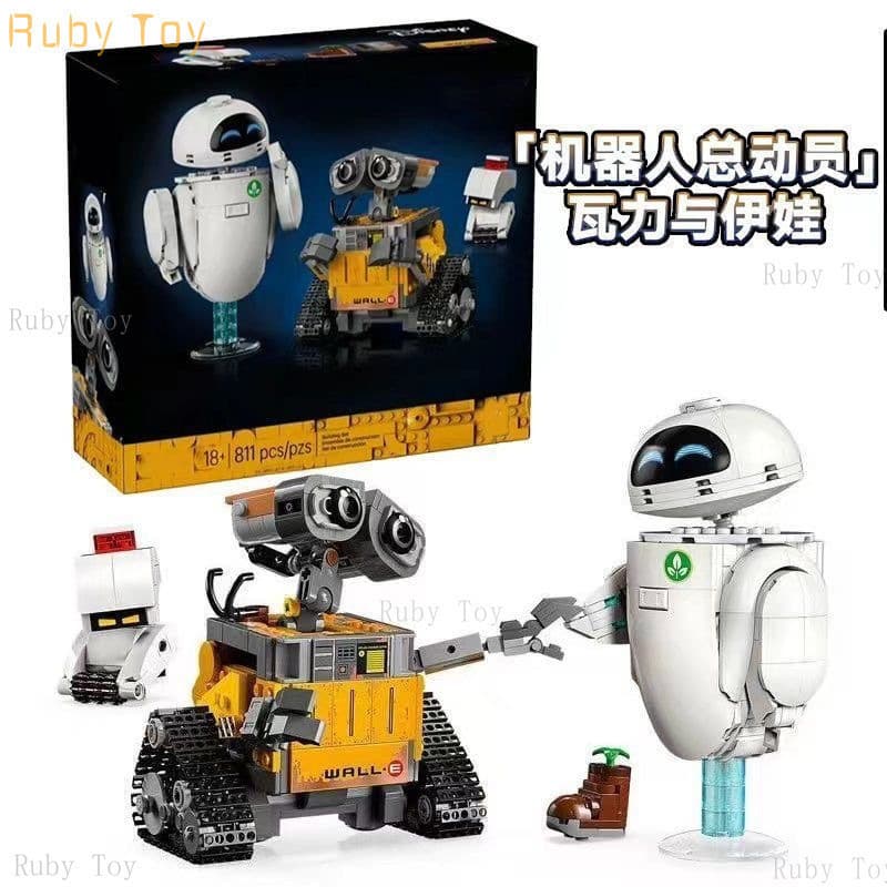 Blocos de construção compatíveis 43279 Disney Wally e Eva Series Robot Crianças Brinquedos de montagem educacionais