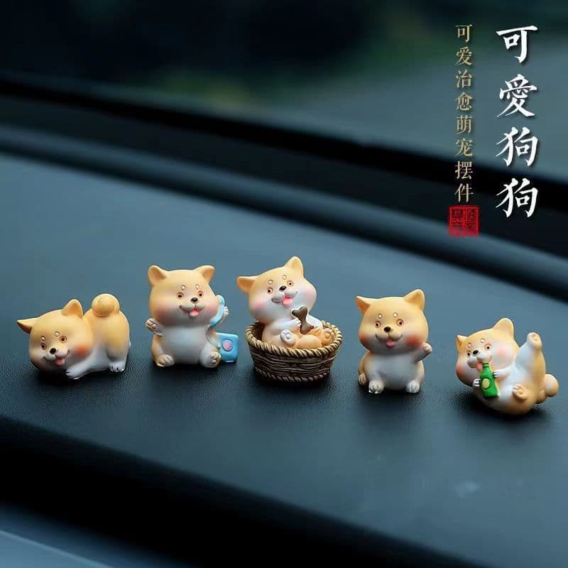 Decoração de carro bonito Mini dos desenhos animados Shiba Inu cão criativo Interior Console central mesa decoração supr