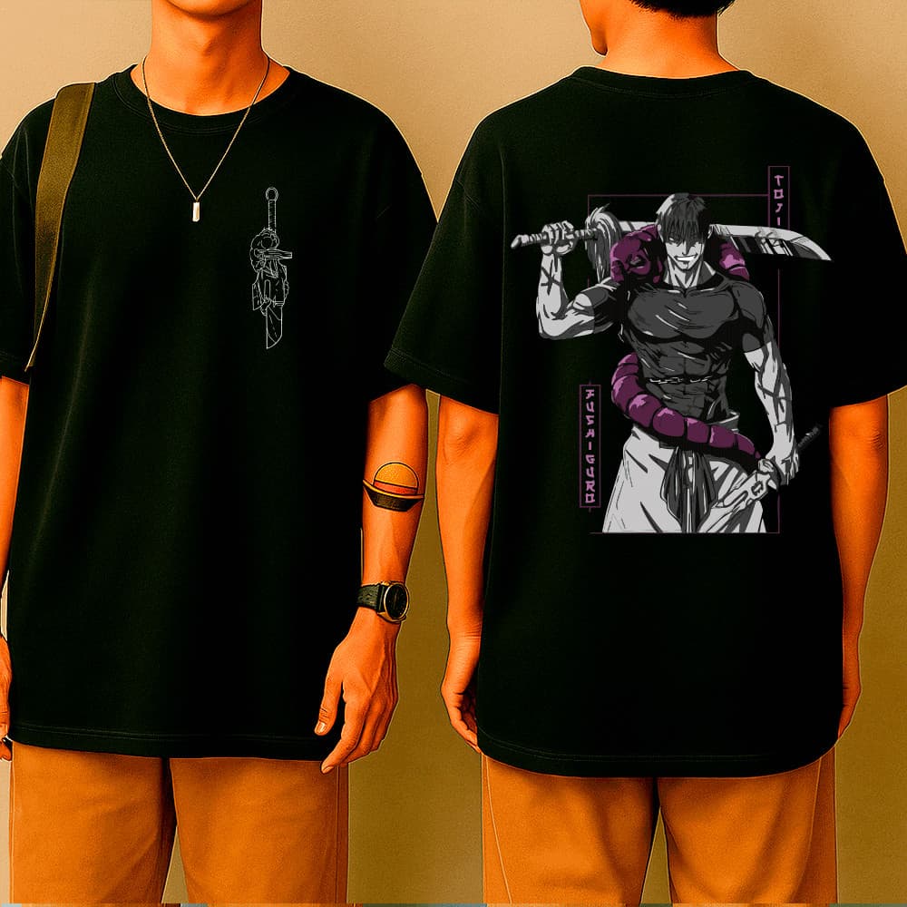 Camiseta Oversized Estilo Anime Sombrio – Algodão 30.1 Premium, Streetwear Guerreiro, Envio Rápido