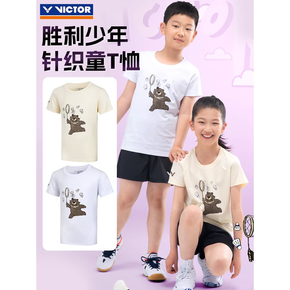 VICTOR VICTOR VICTOR Badminton Jersey Victory Crianças Adolescente Malha Esportes Camiseta de Manga Curta T-57