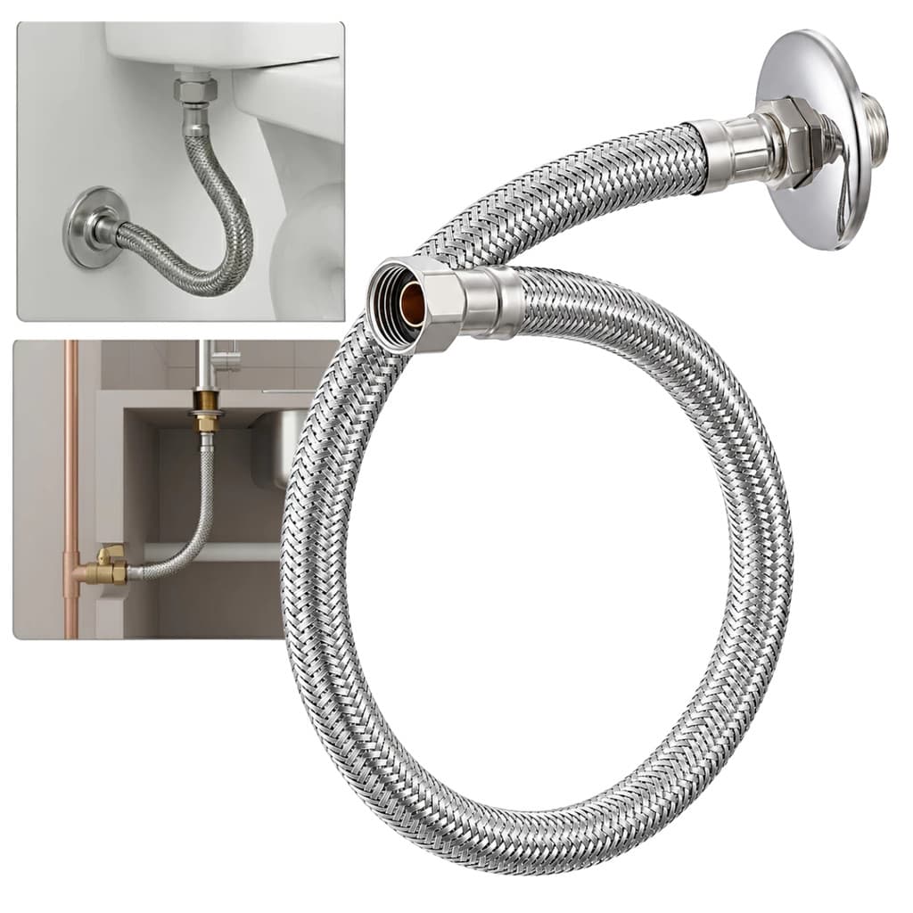 Engate Rabicho Flexível Mangueira Aço Inox 40cm 60cm 1/2 Polegada Fêmea Fêmea Banheiro Torneira Pia