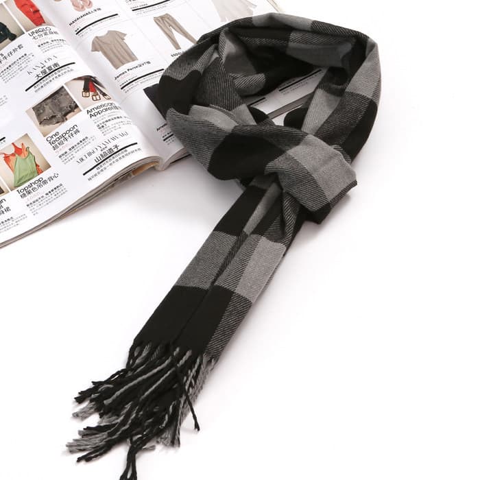 Cachecol masculino inverno novo estilo versão coreana All-Match simples cachecol masculino jovens estudantes xadrez long