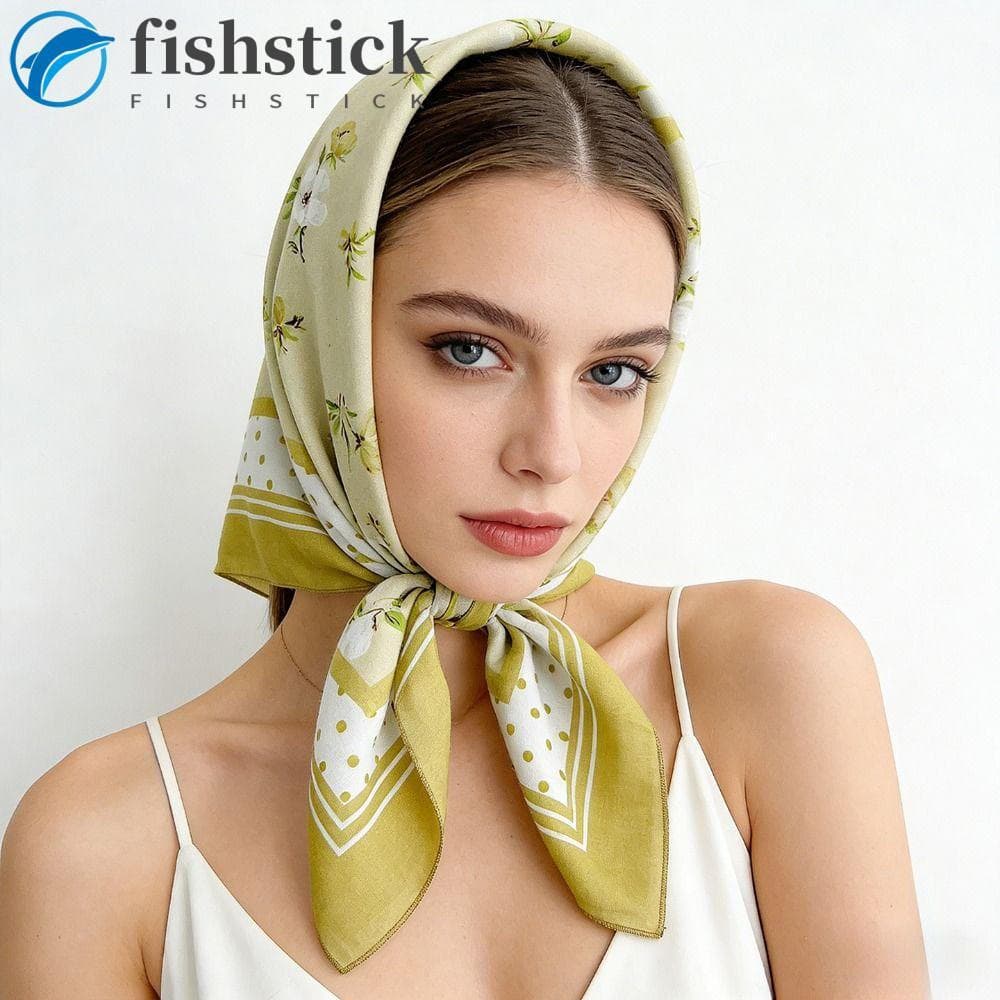 FISHSTICKA Lenço De Seda Com Estampa De Castanha De Caju , Quadrado De Algodão Coreano Fino Cabelo Faixa , Lenços Pequen