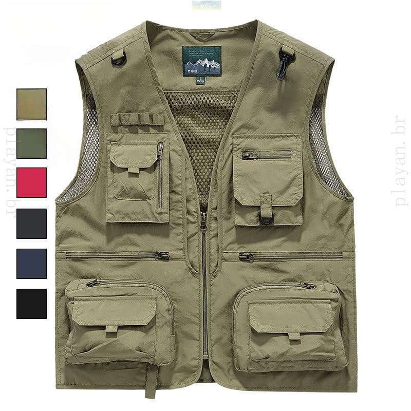 Colete de fotografia de cintura para homens para pesca ao ar livre casual de primavera e outono Mais jovens de tamanho