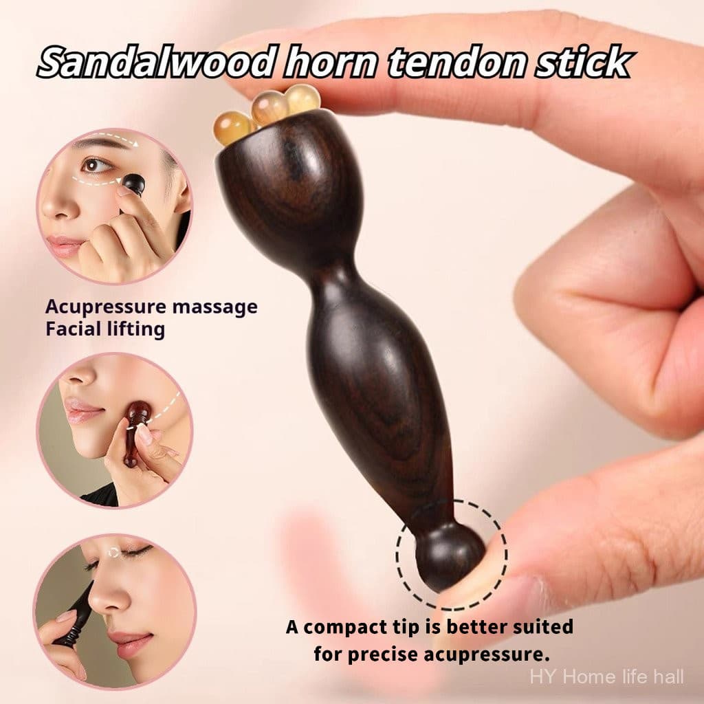 Massageador De Chifre De Sândalo Verde-Ferramenta De Acuponto E Terapia Facial , Bastão De Raspagem De Tendão Roxo Para