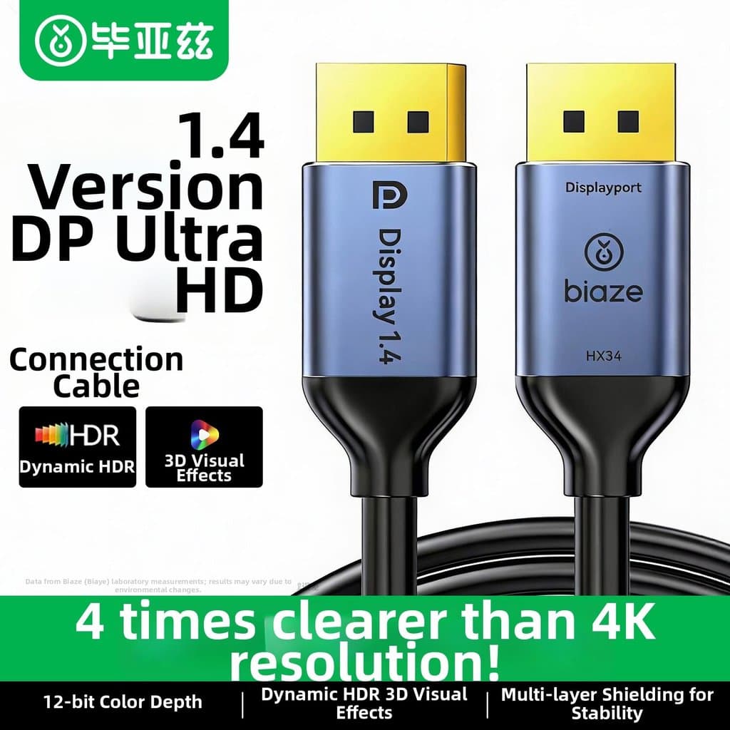 Cabo De Dados De Alta Definição Para Conector De Monitor De Computador 8k 1.2
