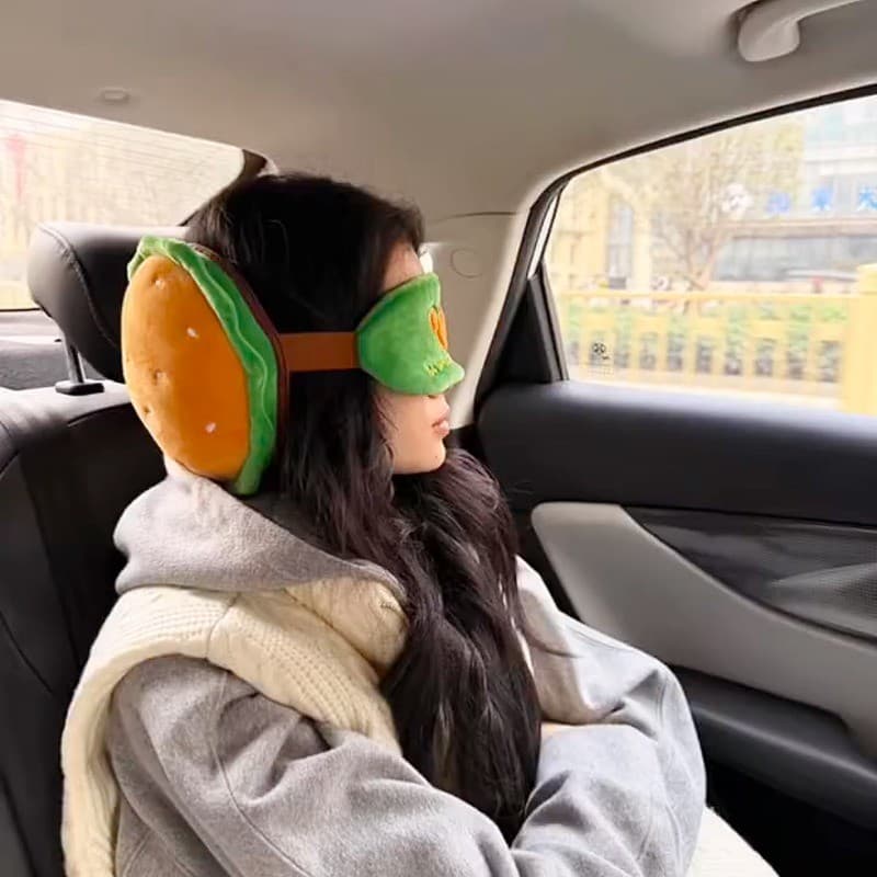 Máscara de olho travesseiro de pescoço integrado hambúrguer Nap travesseiro em forma de U proteção para os olhos dobráve