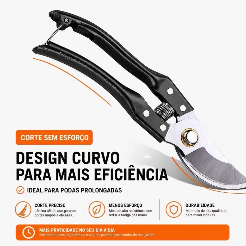 Tesoura Poda Galhos Jardinagem Profissional Lâmina Afiada de Aço Resistente