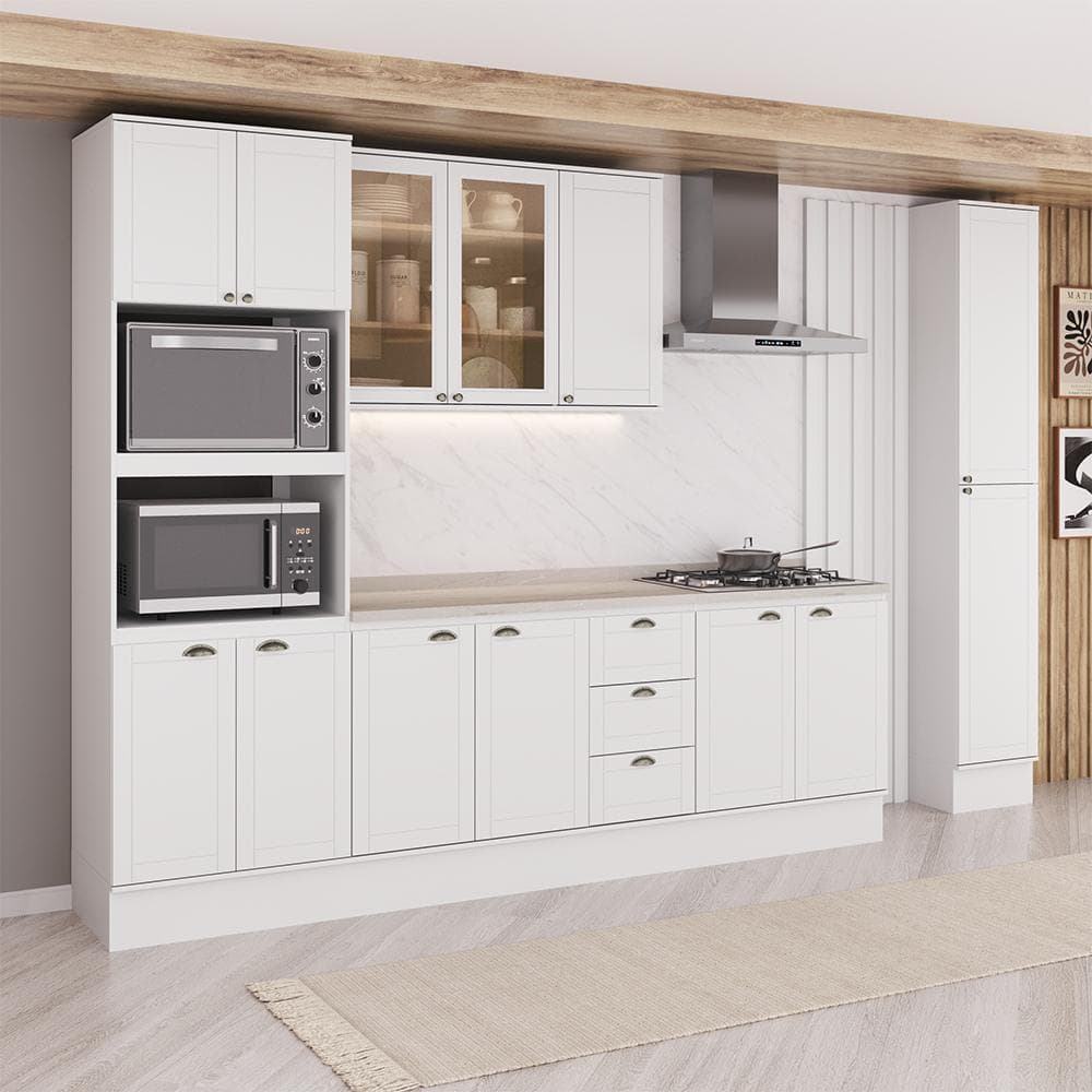 Armário de Cozinha Completa com Balcão Milla Zoe Carraro Branco