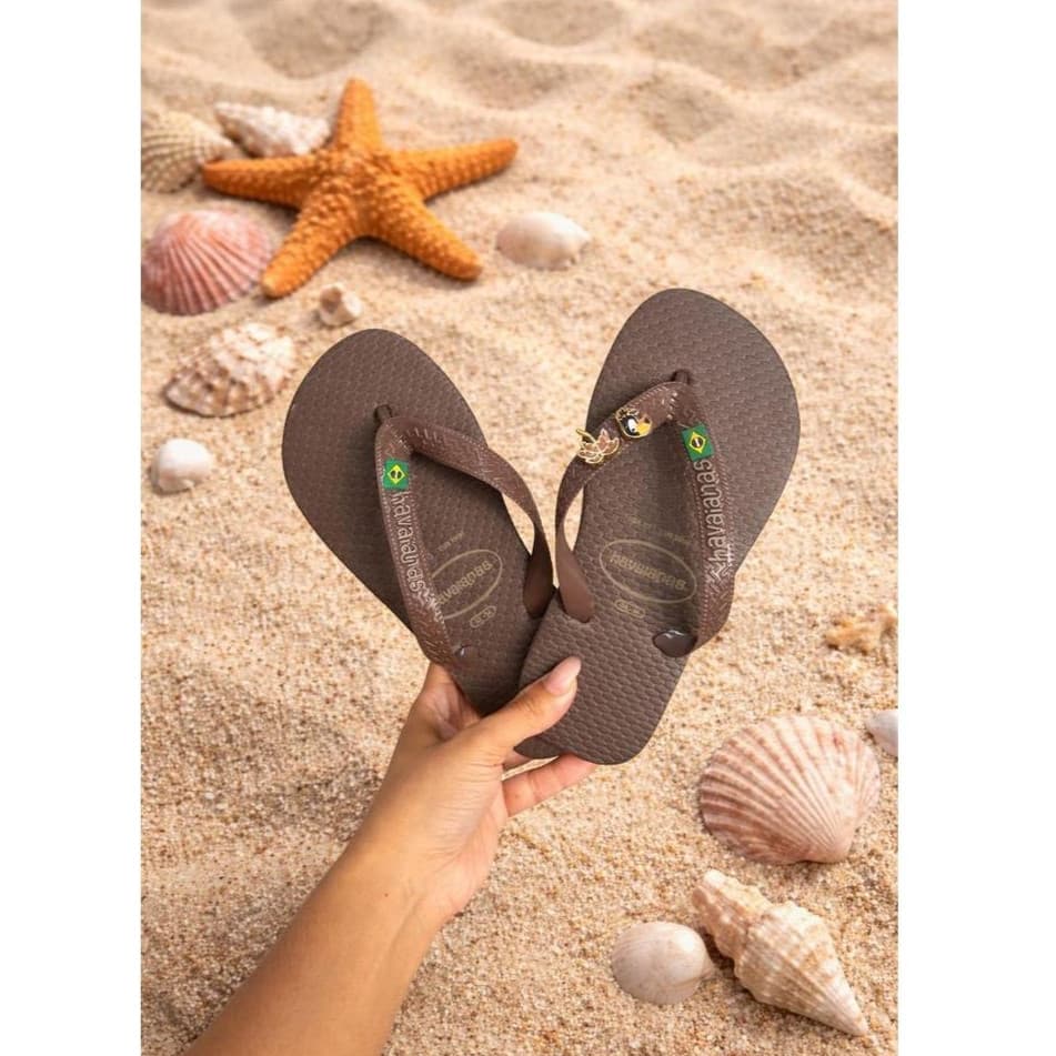 Chinelo feminino brasil listrado original personalizada tucano+coqueiro OUTLETPOWER