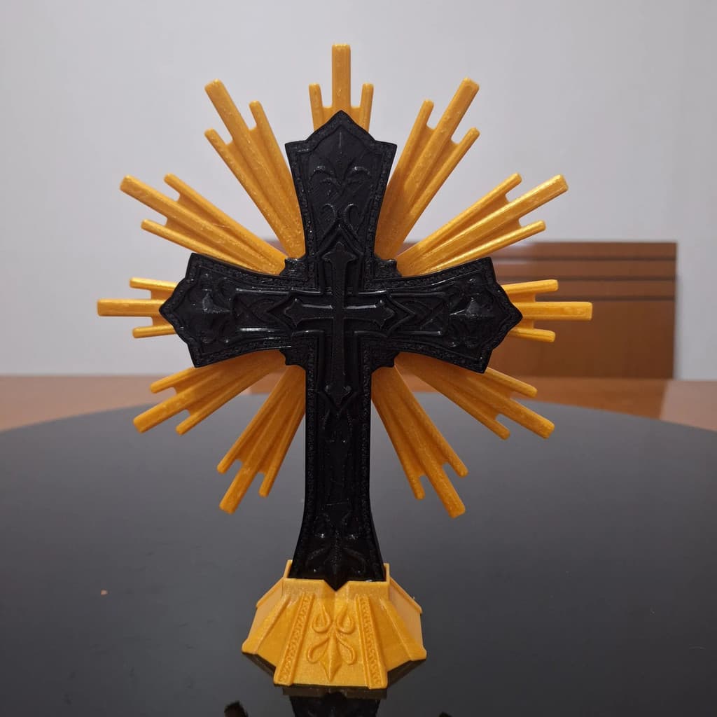 Estatueta Cruz Sagrada Jesus Cristo Católico 22 Cm Preto V2