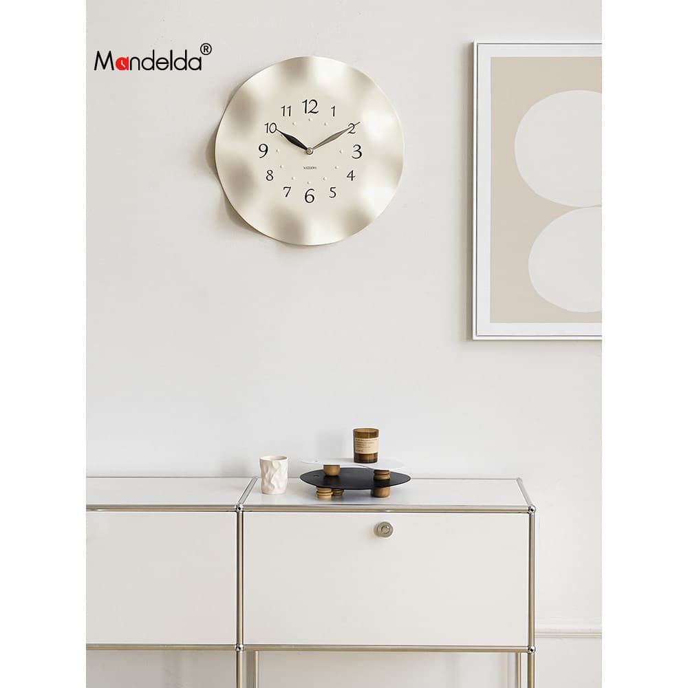 Mandelda marca coreana estilo creme arte relógio de parede sala estar casa atmosférica relógio decoração parede moderna