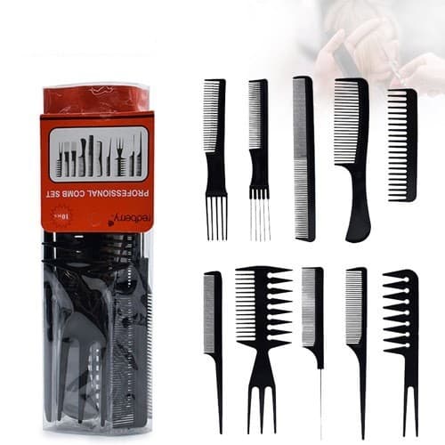 Kit com 10 pentes para corte e acabamento uso profissional e doméstico