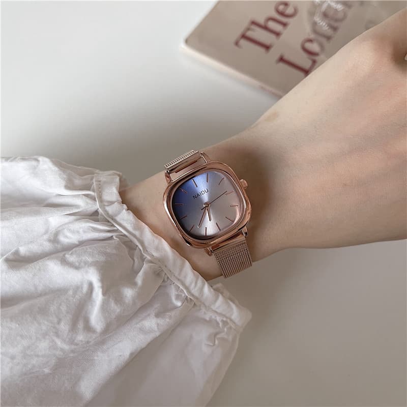 Relógio Quadrado Pequeno Elegante Vintage Para Mulheres Estilo Ins Coreano Simples Estudante Pulseira Fina Mini Mostrado