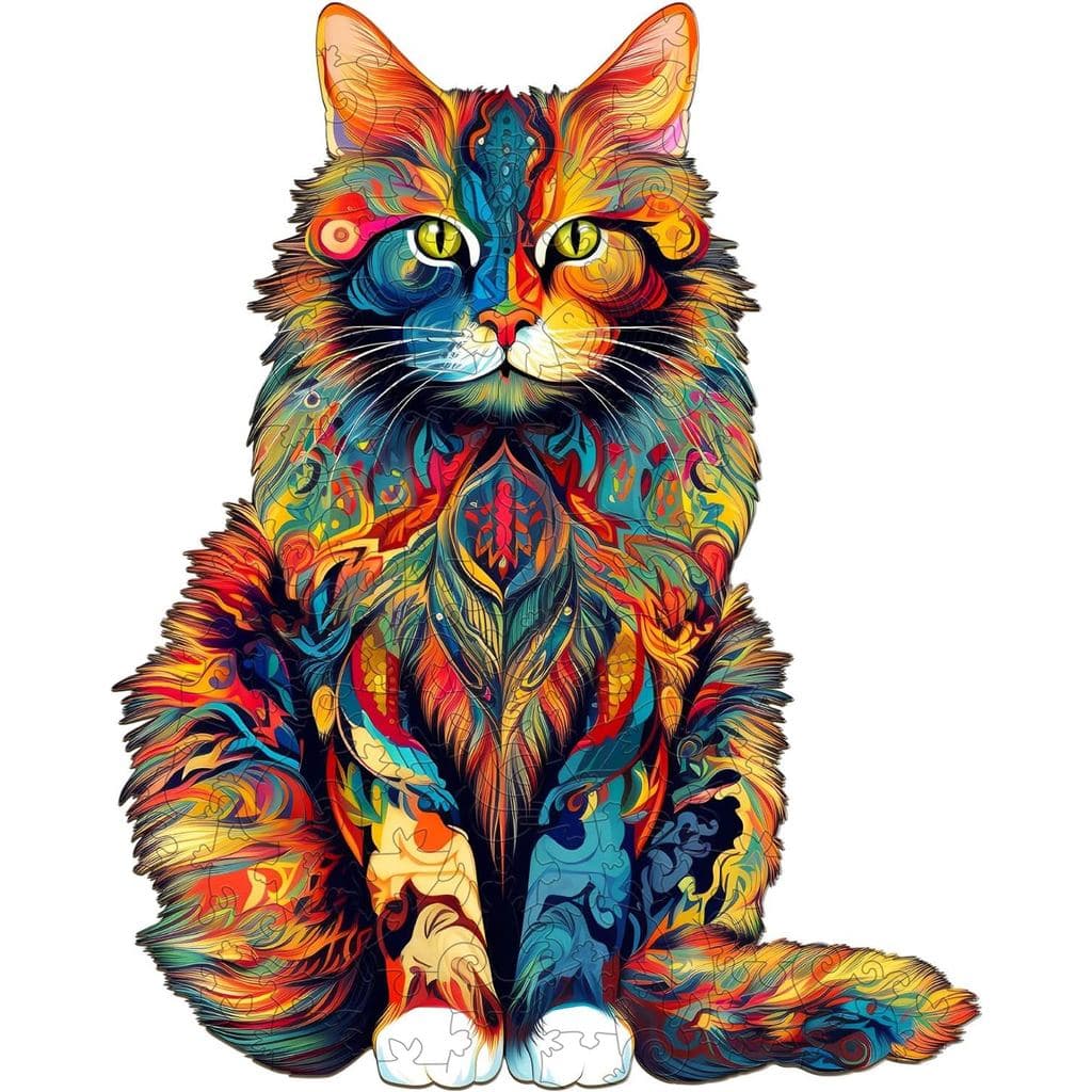 Jigfoxy Wooden Puzzle for Adults, Cat Wooden Jigsaw Puzzles for Adults, Unique Animal Shape Wood Cut Puzzles Christmas T