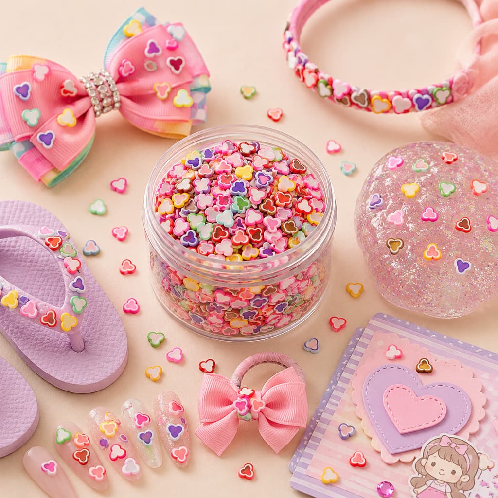 Fimo Fatiado Coração Desenhado 10g Nail Art Slime Artesanato Laços Scrapbook Unhas Decoradas