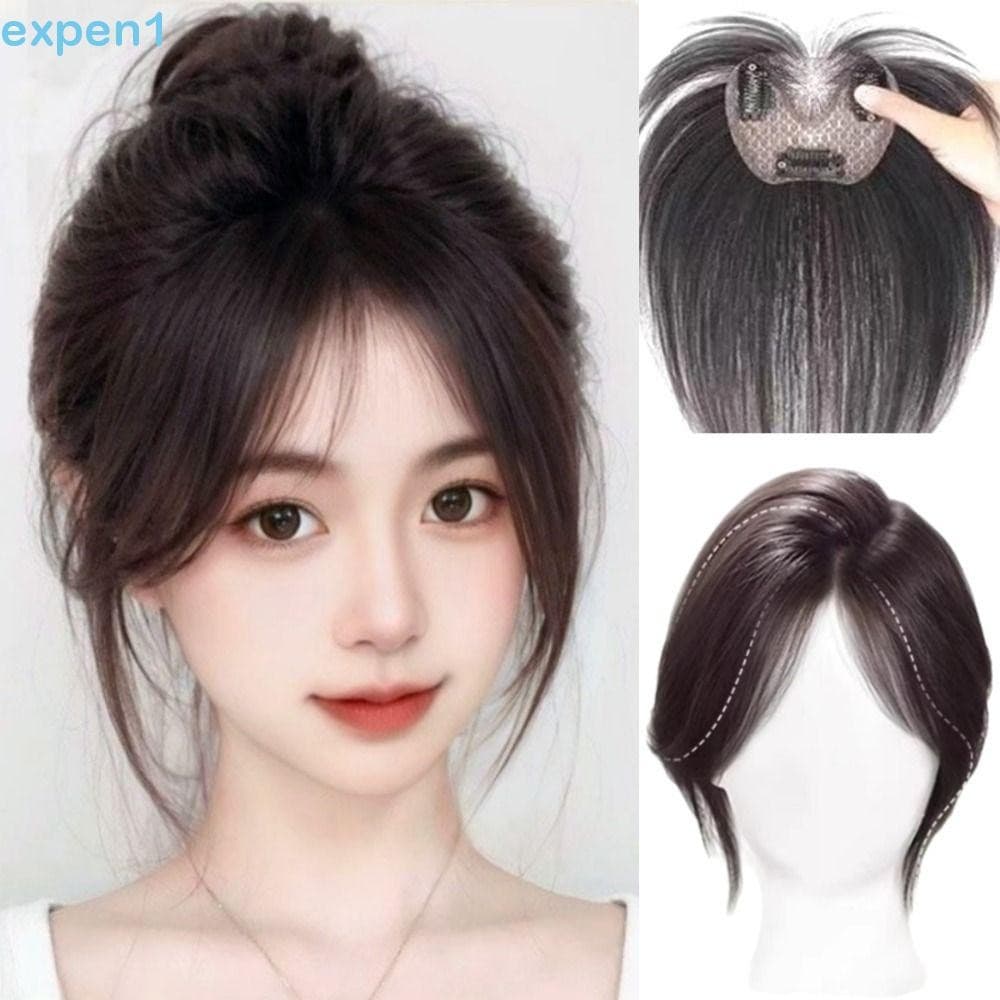 EXPEN Hair Toppers Perucas Com Franja , Clipe Na Extensão Do Cabelo De Sintético , Falsa