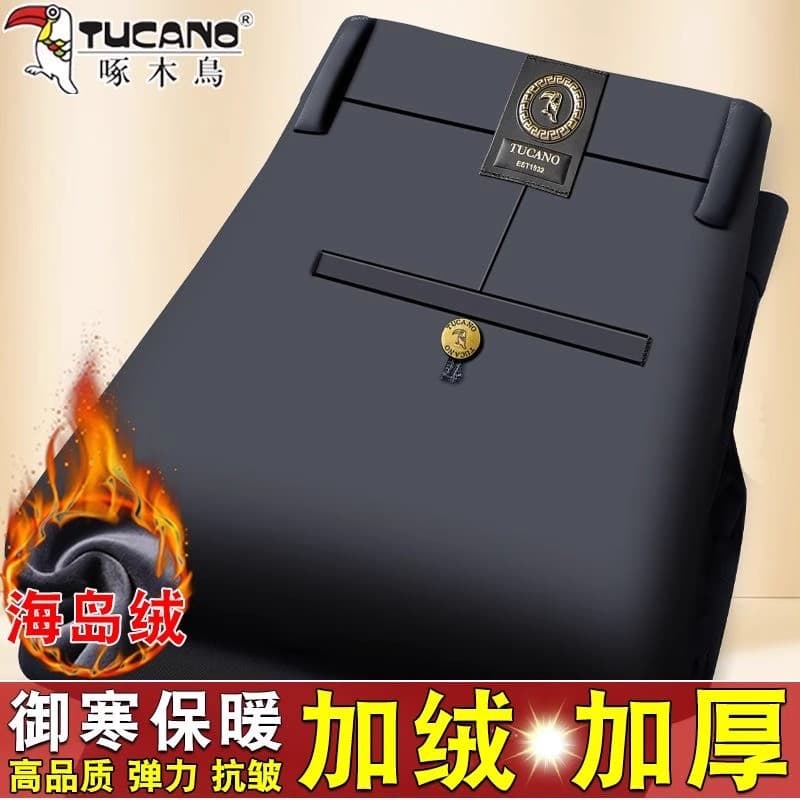 Woodpecker calças masculinas 2026 novo estilo outono inverno estiramento calças casuais soltas em linha reta pai calças