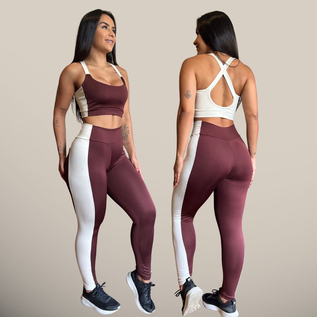 Kit Conjunto de Academia Top e Calça Legging Feminina Roupa Fitness Treino Topper Feminino Leg Alta Ginástica Corrida