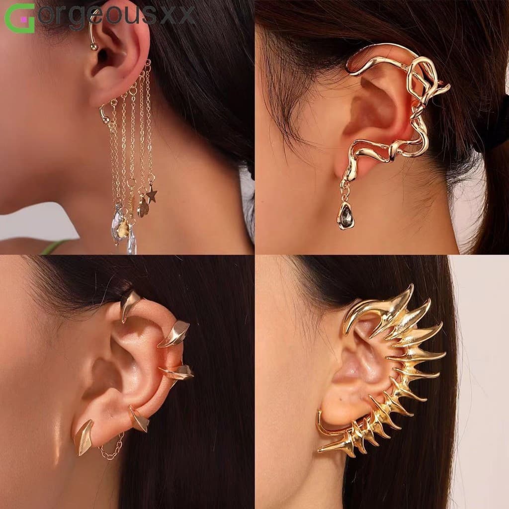 Garra Punk Vintage Fashion Claw Thorn Geometry Pino De Orelha Para Mulher Estrelas Borboleta Pingente Brincos Jóias