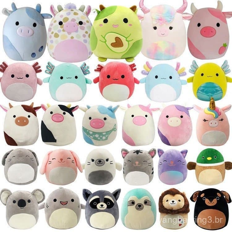 Squishmallows Stuffed Plushie Toys Axolotl Teal Verde Anastasia Rosa Coisas De Pelúcia Boneca Macia Almofada Para Menina