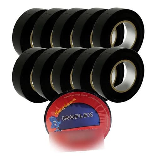 Kit C/ 100 Fitas Isolante Isoflex 19mm X 5m Rolo Fitas Preto Liso