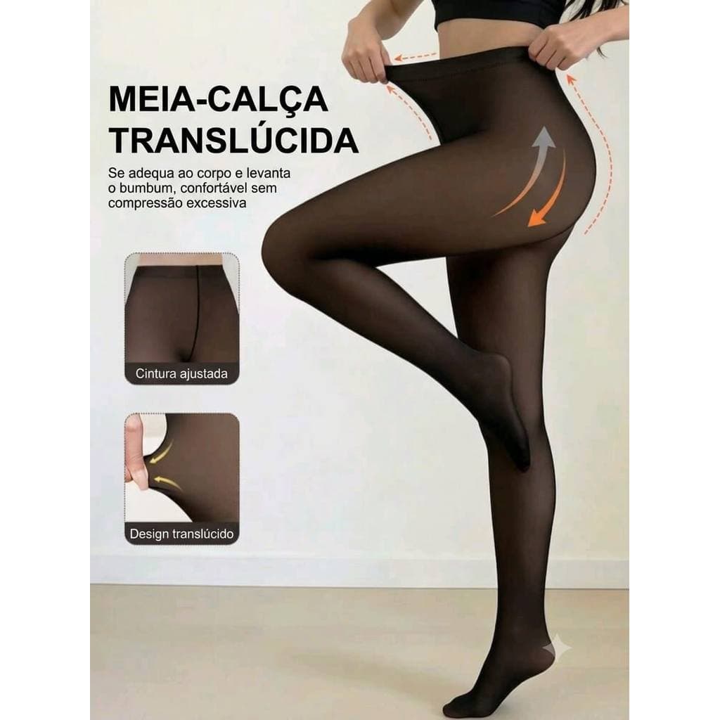 MEIA CALÇA FIO 40 TRANSLÚCIDA TÉRMICA SUPER ELÁSTICA QUENTE INVERNO SEM PELO