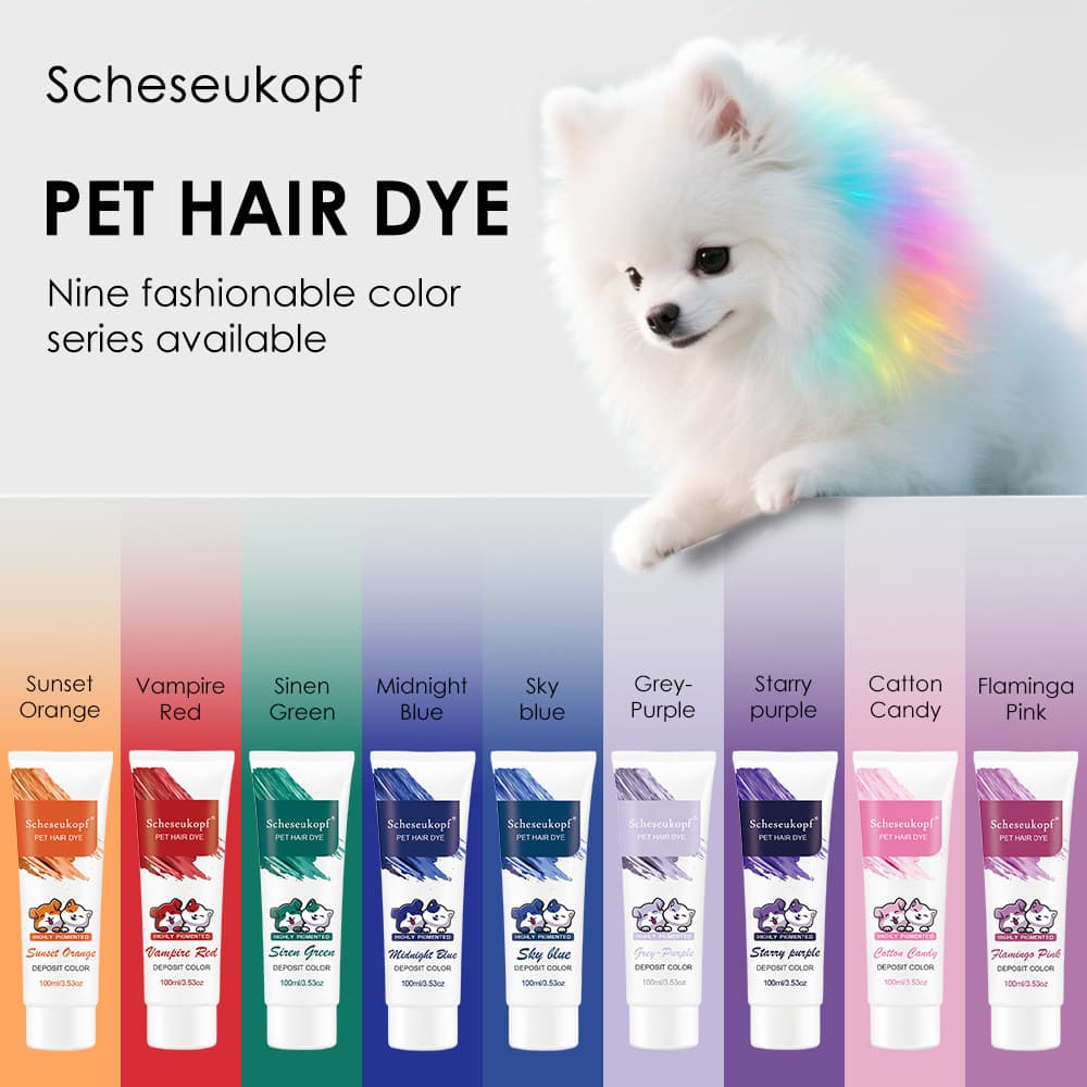 Kit Vibrante De Tintura De Cabelo Para Animais De Estimação Cães E Gatos , Cor Segura Não Tóxica De Longa Duração Que La