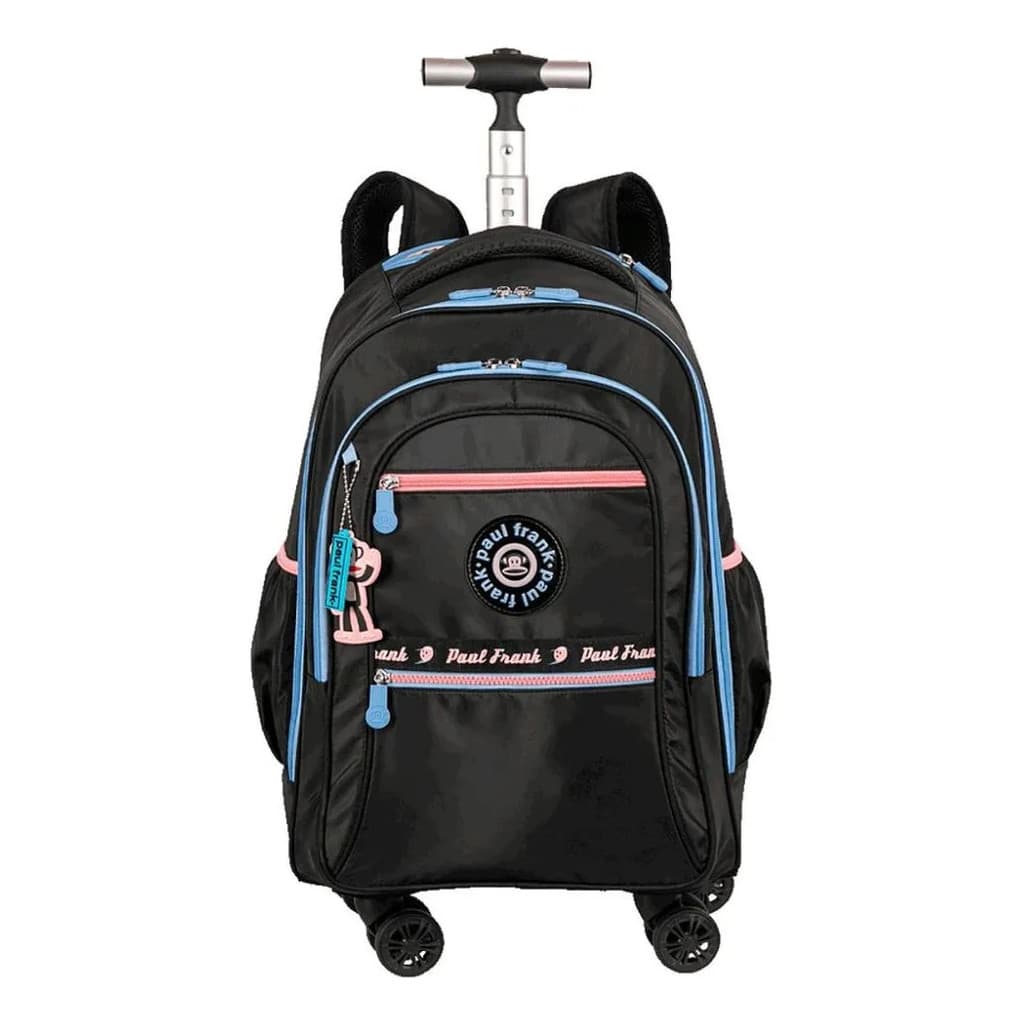 Mochila Com Carrinho Sestini Paul Frank Fun Preto E Rosa