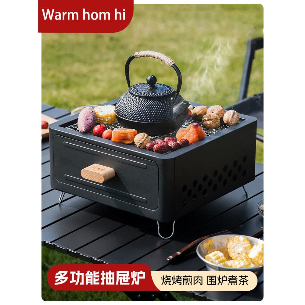 Alemão ao ar livre portátil fogão de churrasco doméstico pequenos espetos grelhar fogão ao redor chá grelhar fogão conju