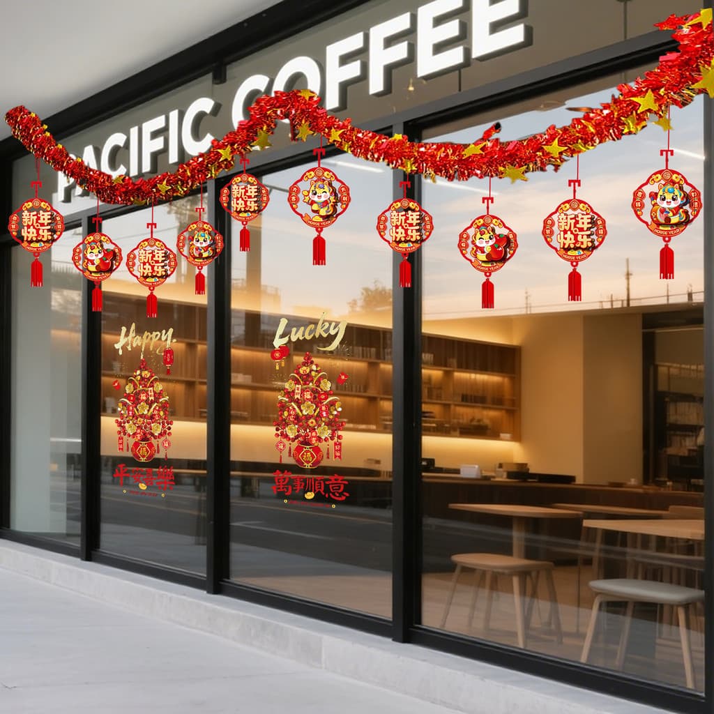 2026 Ano do Cavalo Fita Festival da Primavera Shopping Restaurante Ano Novo Atmosfera Enfeites Decoração Guirlanda Ano N