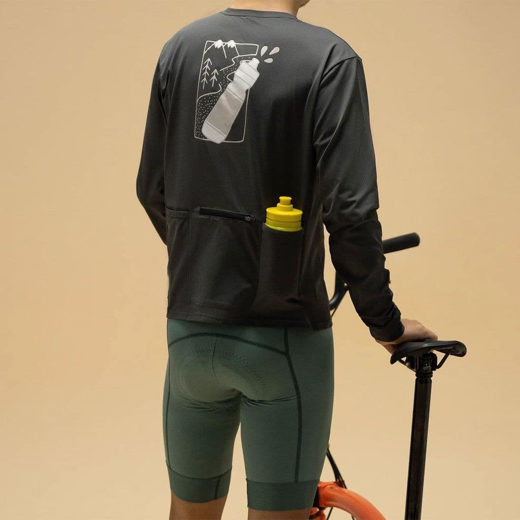 Camiseta de ciclismo com estampa selvagem, 3 bolsos, manga comprida, transpiração, protetor solar, camisa de ciclismo, C