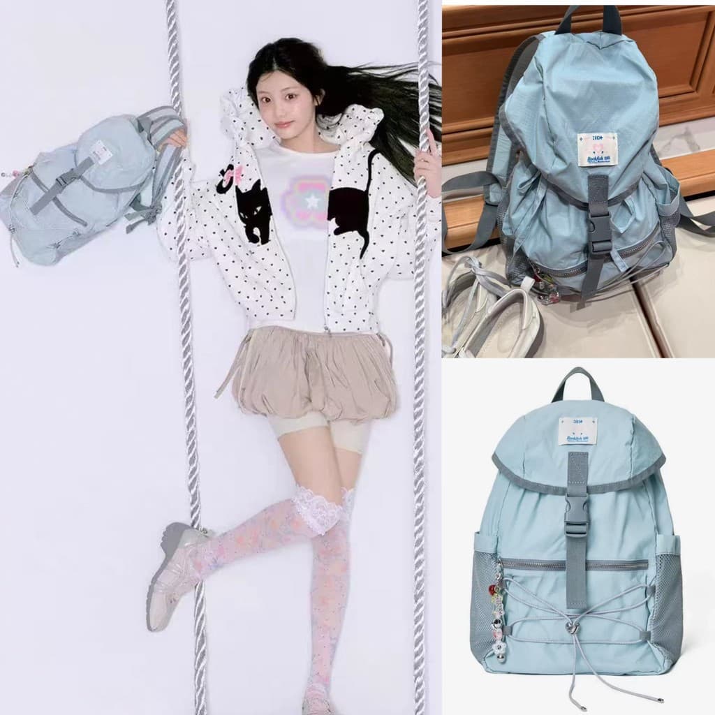 Coreia coreia illit mesmo estilo rockfish Co-Branded mochila Commuter Casual estilo menina mochila leve de grande capaci