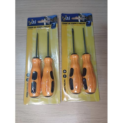 Kit 2 Jogos Chave Fenda E Philips Total 4 Peças Pvc