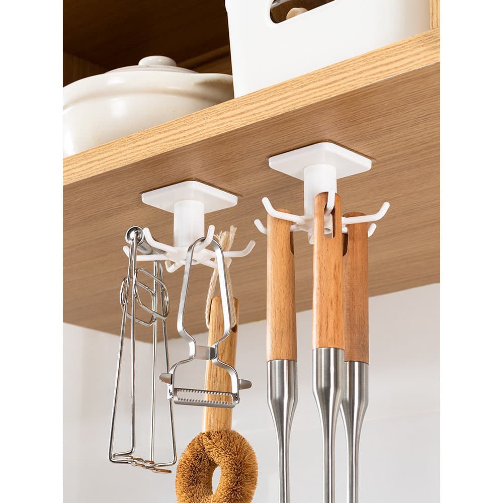Gancho giratório gancho de teto espátula de cozinha pendurado armazenamento Traceless pegajoso prateleira gancho