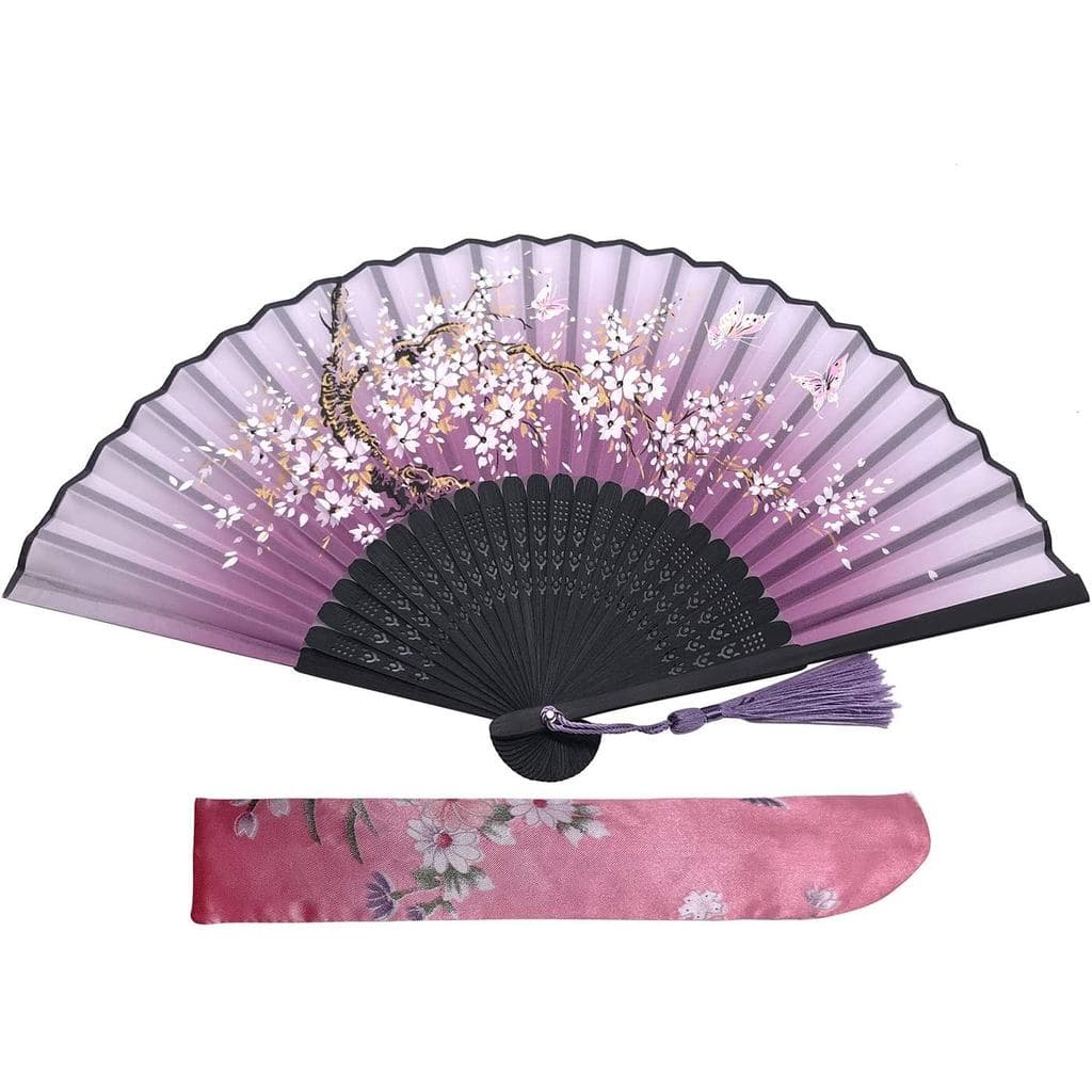 Leques Dobráveis Kibon, Leques de Mão, Leques de Bambu com Borla para Presentes de Aniversário, Dança, Cosplay, Adereços