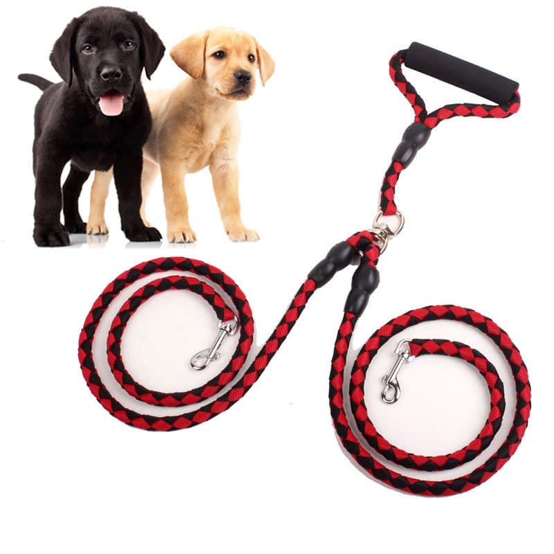 Corda de tração para cães, duas cabeças, um a dois, médio e grande, peça única, Anti-emaranhamento, um a dois, duas core