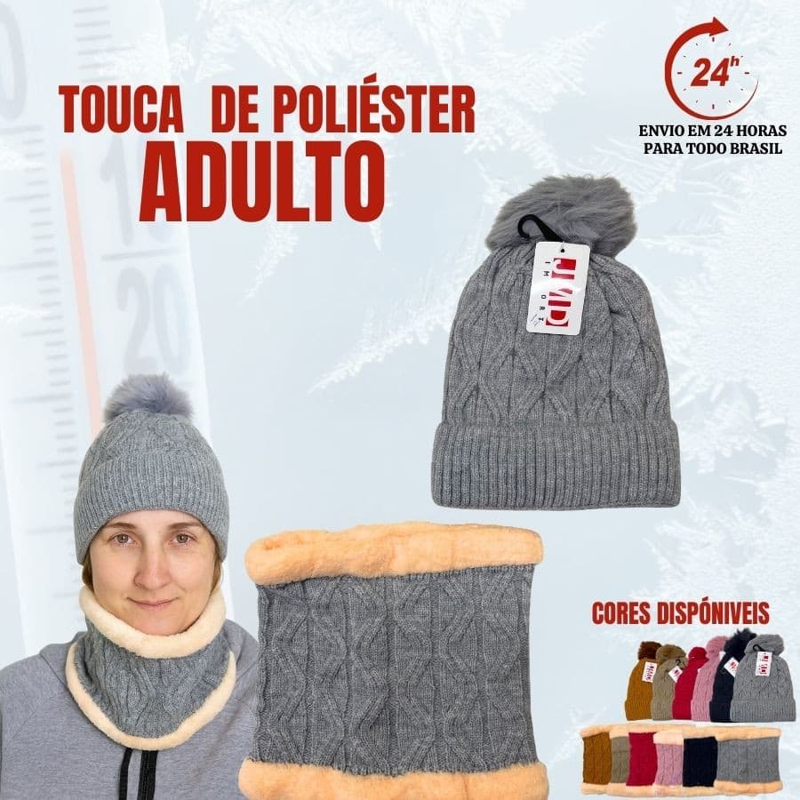KIT Conjunto Touca Gorro Cachecol Flexível + Quente Para Inverno / Masculino / Mulheres