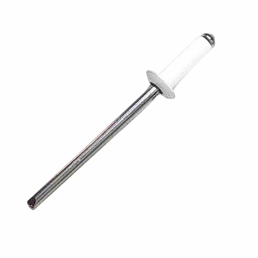 Rebite De Repuxo Pop Alumínio Branco Alta Durabilidade e Acabamento Impecável  3,2 X 10mm - 20 Unidades