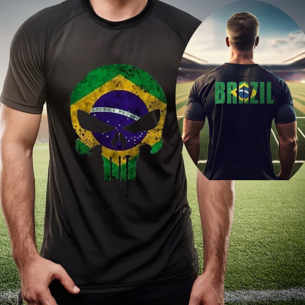 Camiseta camisa básica  100% algodão Estampado Camisa Bandeira Do Brasil torcedor patriota patriota futebol