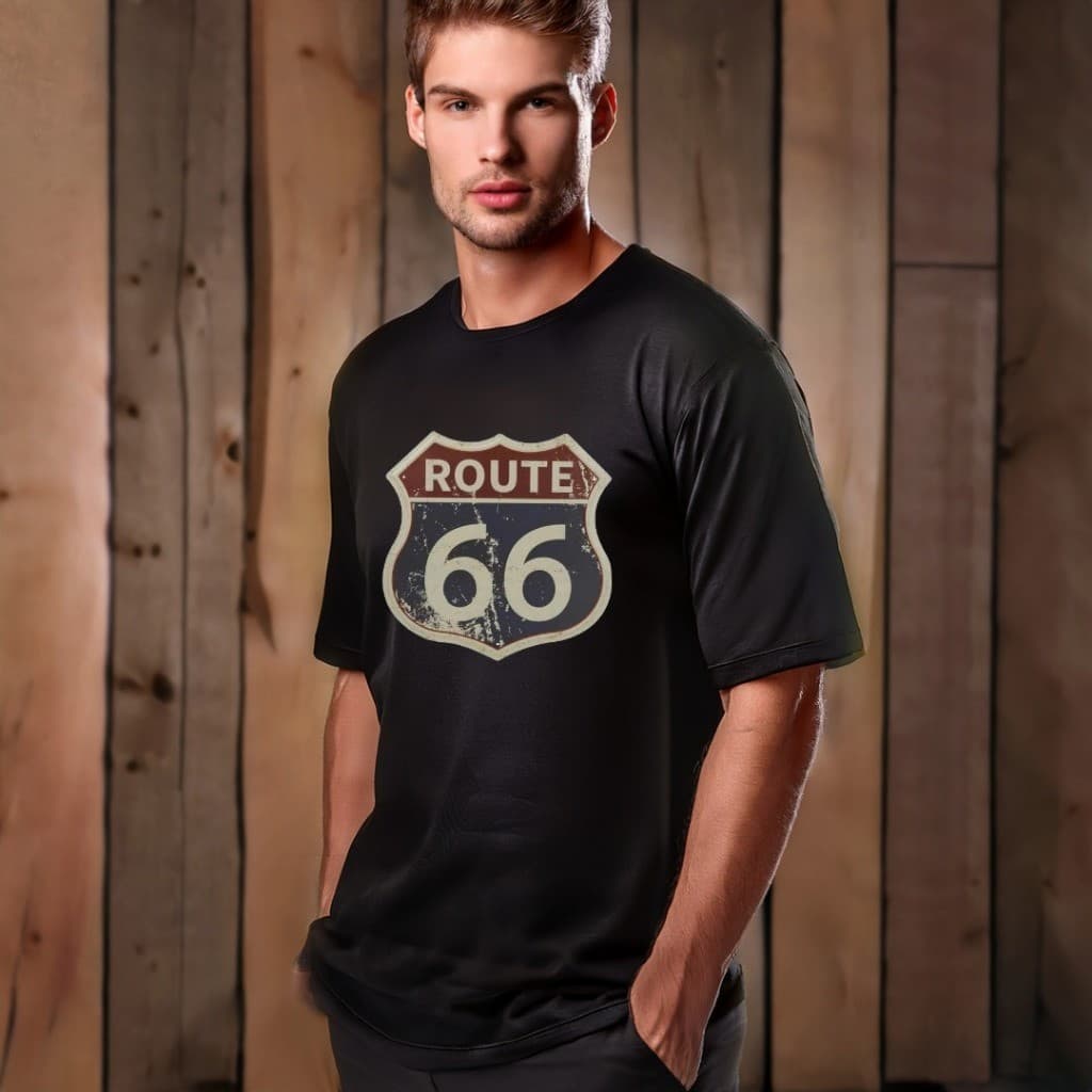 Camiseta Oversized Streetwear 100% algodão Estampado Rota 66