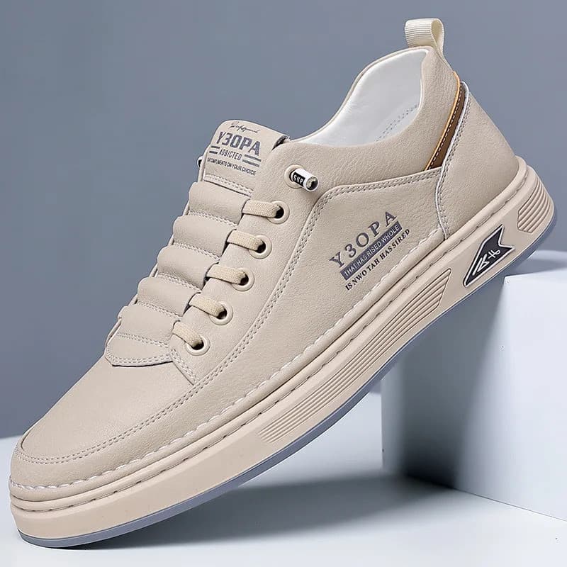 Tênis Masculino De Couro Respirável , Sapatos Casuais , Slip-On Plataforma Masculinos , Sola De Borracha