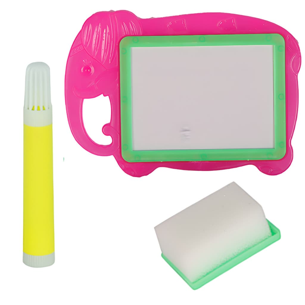 Kit Brinquedos Lousa Infantil Rabisca e Apaga + Caneta + Apagador com Formato Elefante